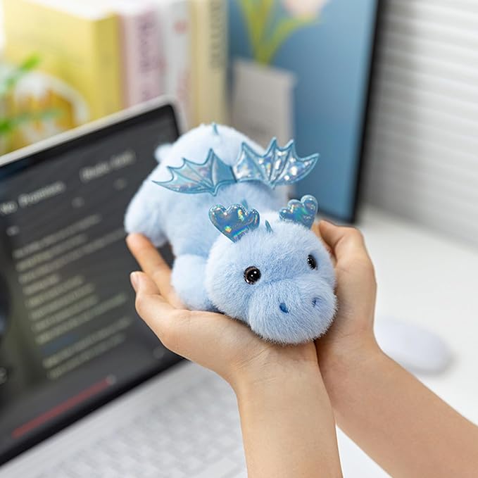 PEACH CAT Dragon Plush Cute Dragon Stuffed Animal Small Plushies Toys Gifts for Kids Blue