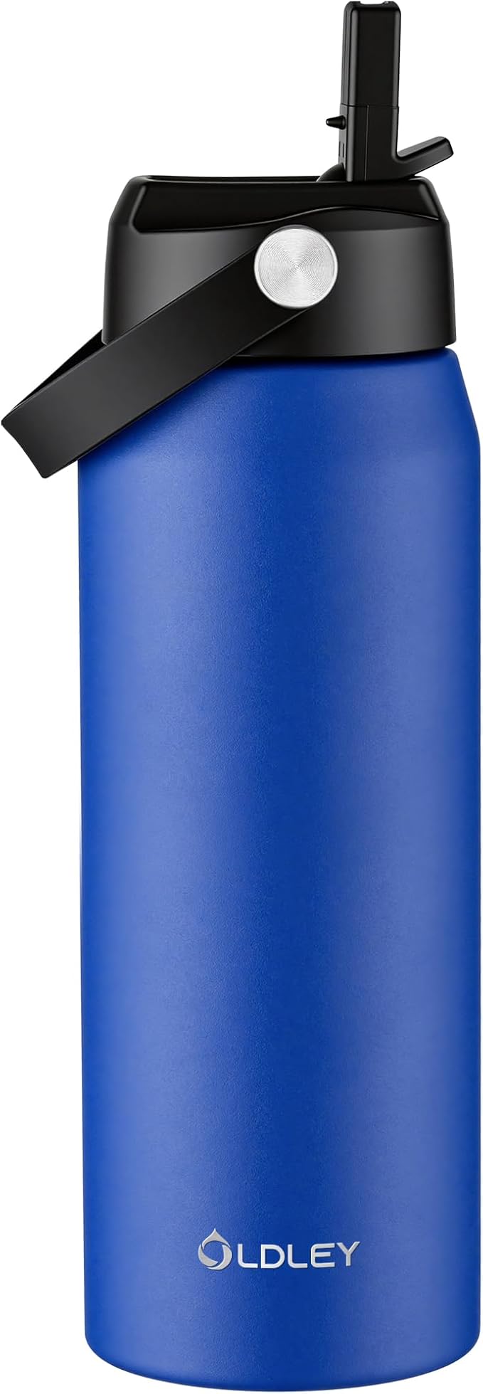 Oldley 24oz Insulated Water Bottle with Straw, Stainless Steel Water Bottle for Sports, Travel, School, BPA-Free Sports Bottles for Adult Kids, Leak-Proof, Klein Blue