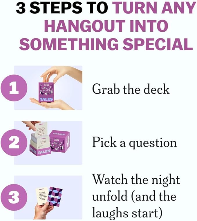 TALES 150 Conversation Cards, Friends Edition, Fun Friend Games for Adults, Teens, Kids, Perfect for Parties, Game Nights, Gifts & Gatherings, Conversations with Friends, Meaningful Connections