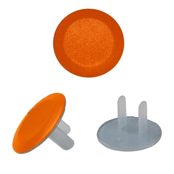 Pure Dark Orange Color Pattern Outlet Covers Baby Proofing Safe & Secure Electric Plug Protectors | Sturdy Childproof Socket Covers for Home & Office | Easy Installation | Protect Toddlers & Babies