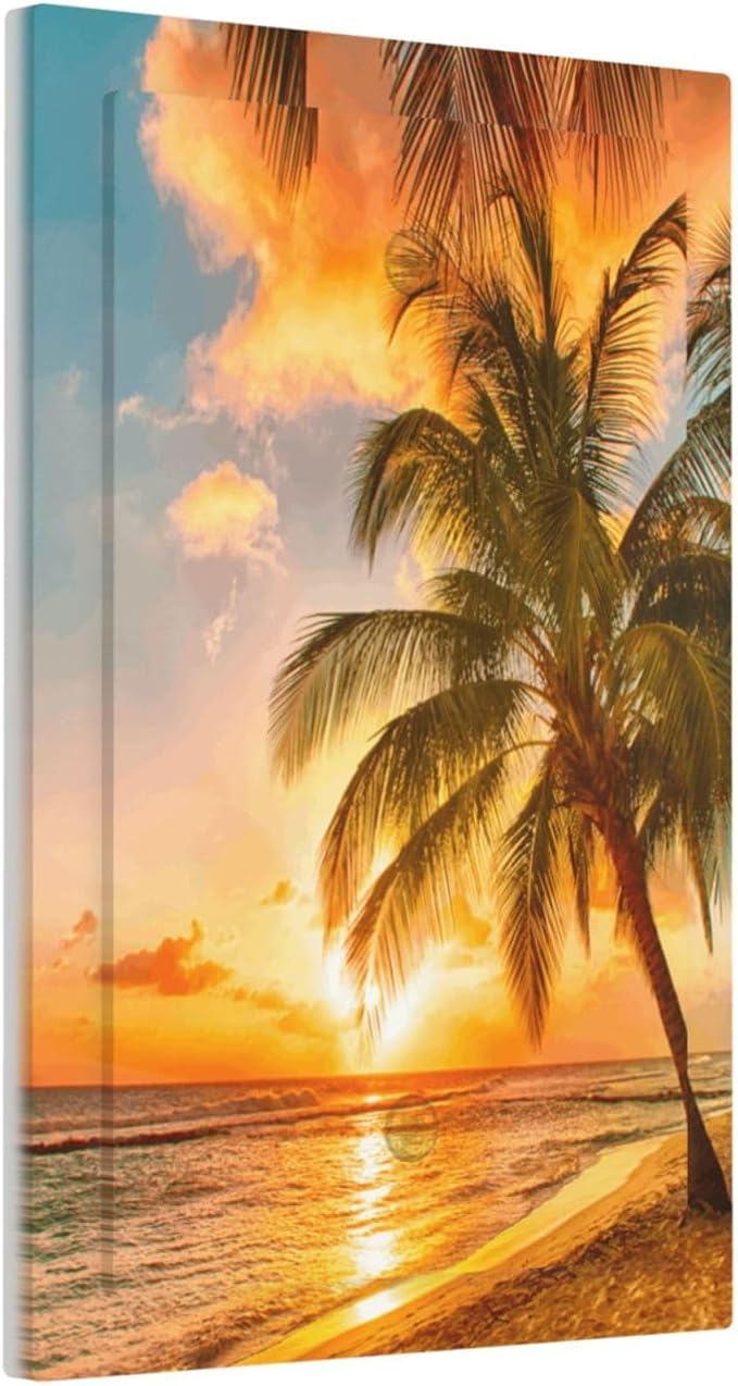 Decorative Light Switch Plate Covers Tropical Beach Ocean Palm Trees Island Hawaiian Sunset Sea Waves Scenery 1 Gang No Device Single Blank Outlet Covers Wall Plate Light Switch Cover Plate