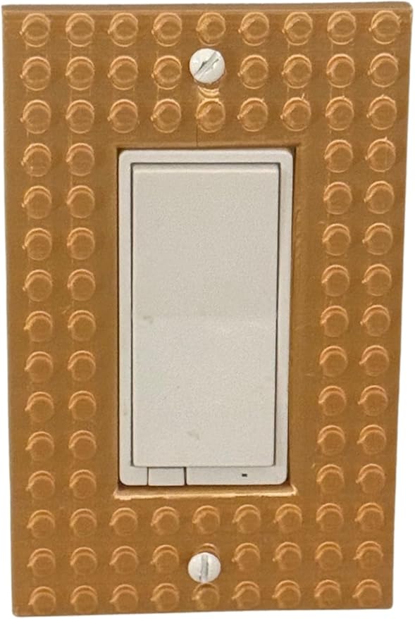 Brick Wall Plate, Rocker Toggle Light Switch Cover for Kids Bedroom, Game Room, 1-Gang (Gold)