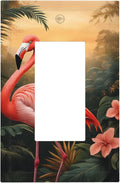 Tropical Flamingo Jungle Paradise Single Rocker Switch Cover - 1-Gang Standard US Size Exotic Jungle Escape Light Switch Covers for Bathroom Decor