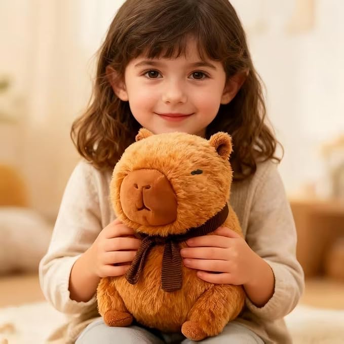 Cute Capybara Plush Toy – 8.6" Soft Stuffed Animal with Detachable Scarf, Fluffy Kawaii Plushie for Kids & Adults, Stress Relief Pillow, Ideal Gift for Birthday, Christmas & Valentine’s Day