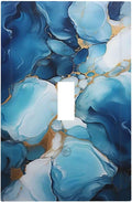 Decorative Light Switch Plate Covers Artistic Abstract Blue Marble Gold Line Painted 1 Gang Wall Plate Single Toggle Switch Cover Plate Jumbo Electrical Switchplate Receptacle Faceplate