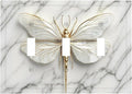 White Gold Marble Dragonfly Abstract Modern Decorative Switch Plates 3 Gang Wall Plate Triple Toggle Light Switch Cover Faceplate Electrical Wall Panels for Bathroom Home Decor