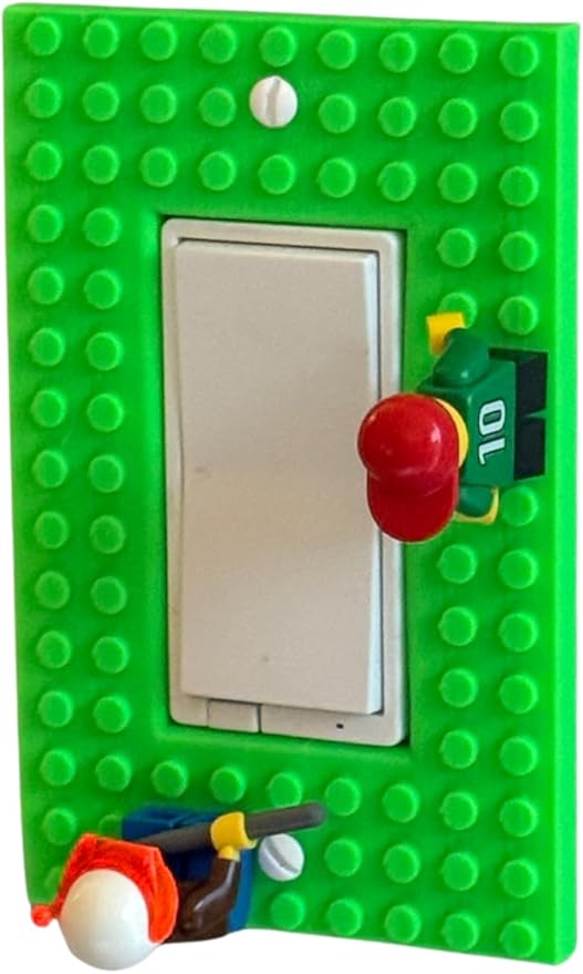 Brick Wall Plate, Rocker Toggle Light Switch Cover for Kids Bedroom, Game Room, 1-Gang (Light Green)