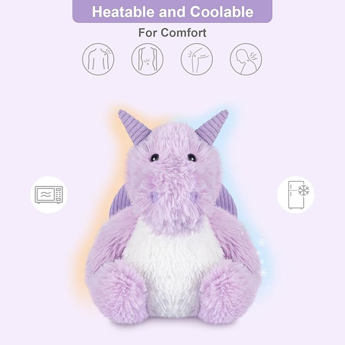 SuzziPals Heatable & Coolable Dragon Plush, Microwavable Heating Pad Stuffed Animal for Soothing & Relaxation, Dragon Gifts for Kids, Cute Plush Toys