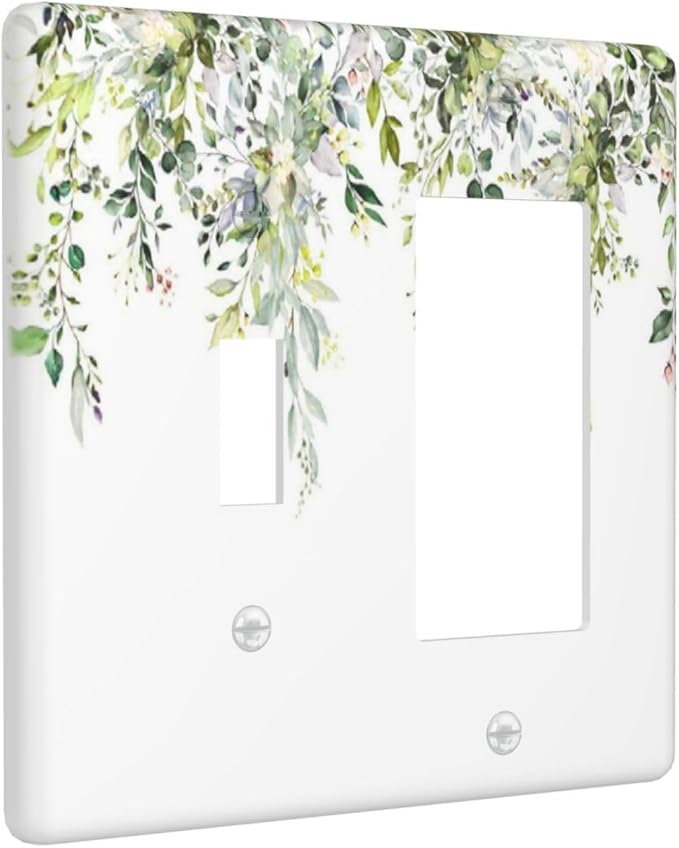 Outlet Covers Green Eucalyptus Leaves Floral Wildflower 1 Toggle 1 Rocker Combination Decorative Wall Plate Electrical Switch Plates Light Switch Cover Plate For Bed Room Living Room Decor