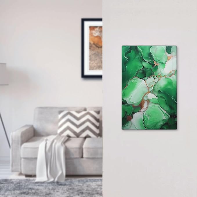 Decorative Light Switch Cover Plate Abstract Luxury Emeralds Green Gold MarbleTextures 1 Gang No Device Single Blank Outlet Covers Wall Plate Cover Switchplate Electrical Face Plate