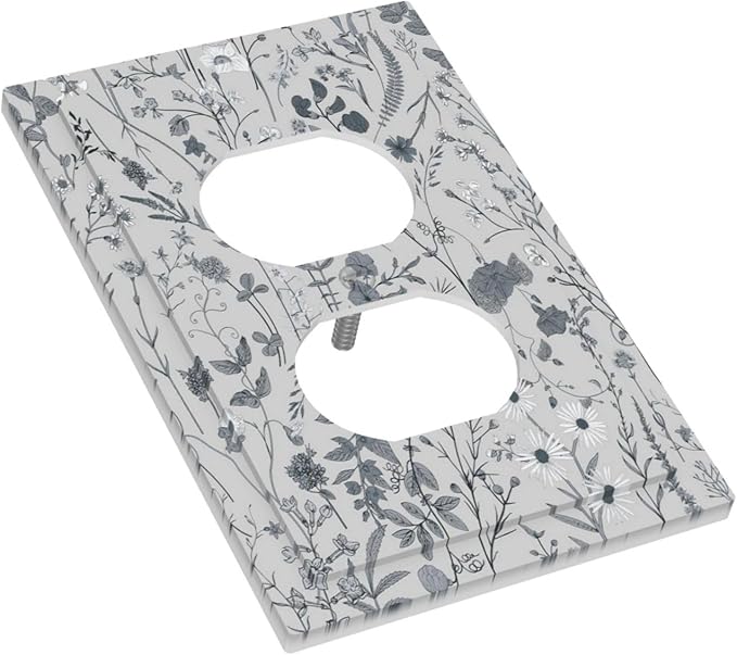 Boho Wild Flowers Farm Floral 1 Gang Outlet Plate Covers Decorative Single Duplex Wall Plate Electrical Receptacle Light Switch Cover Art Faceplate Switchplate for Home Living Room Decor
