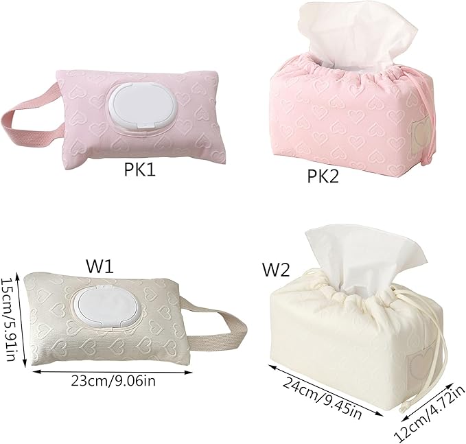 REDYY Modern White Cloth Tissue Box Organizer for Stroller, Diaper Bag, Travel