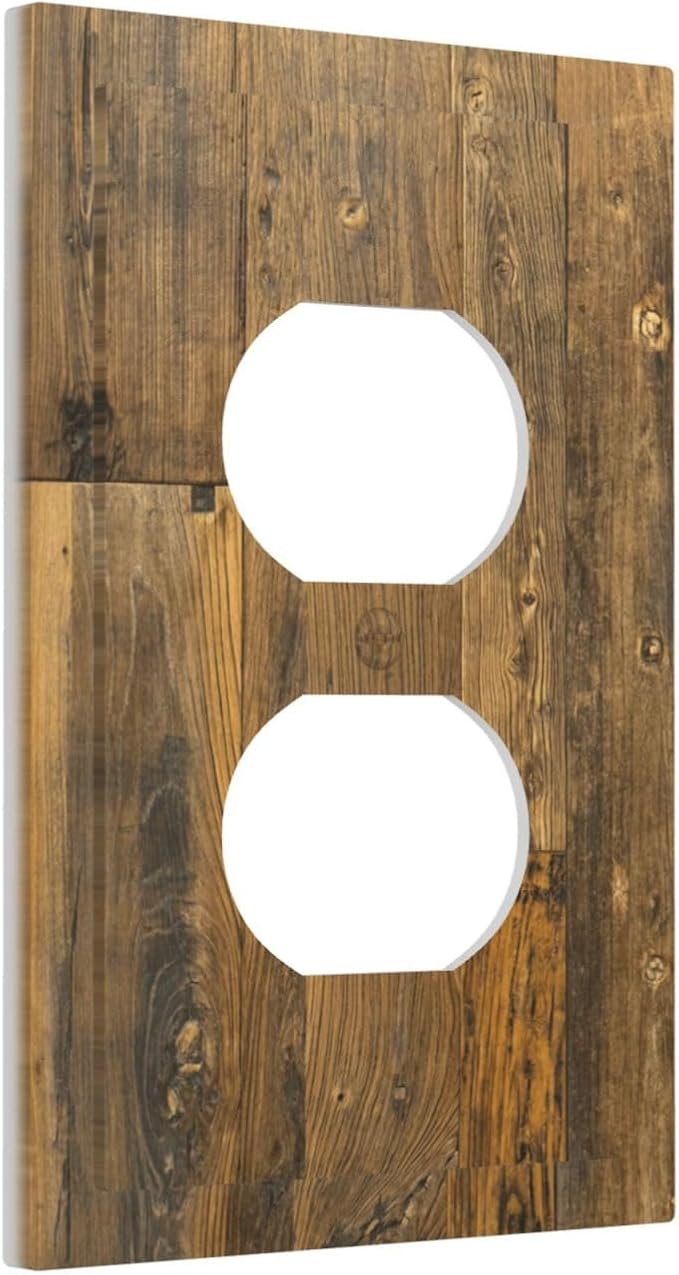 Brown Wood Vintage Rustic Old Board Outlet Covers 1 Gang Duplex Light Switch Cover Decorative Switch Plates Electrical Receptacle Faceplate Wall Plate for Farmhouse Home Decor