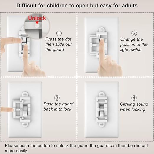 Child Proof Light Switch Cover Guard 5Pack - Unbreakable Toggle Switch Protector for Kids Safety, Smart Home & Security, 24/7 Protection,White