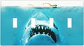 Beach Shark Oceanjaws Movie Vintage Look Light Switch Covers Quad Toggle Electrical Faceplate 4 Gang Wall Plate Decorative Switch Plates Cover for Bathroom Kids Room Decor