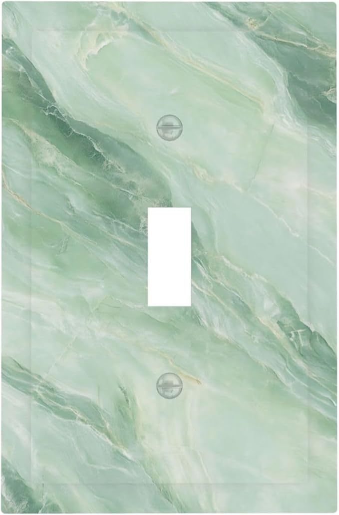 Decorative Light Switch Cover Plate Green Marble Pattern 1 Gang Single Toggle Wall Plate Electrical Outlet Covers Decorate Switch Plate Cover for Home Bedroom Decor