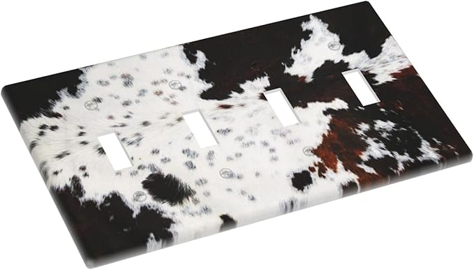 Brown Cheetah Cow Fur Print 4 Gang Quad Toggle Device Light Switch Cover Decorative Wall Plate Decorative Electrical Faceplate Outlet Cover