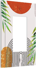 Abstract Boho Modern Mid Century Bohemian Sun 1-Gang Decorator Rocker Outlet Light Switch Cover Orange Minimalist Arch Leaf Decorative Single Device GFCI Receptacle Switch Wall Plate Dimmer Mid Size