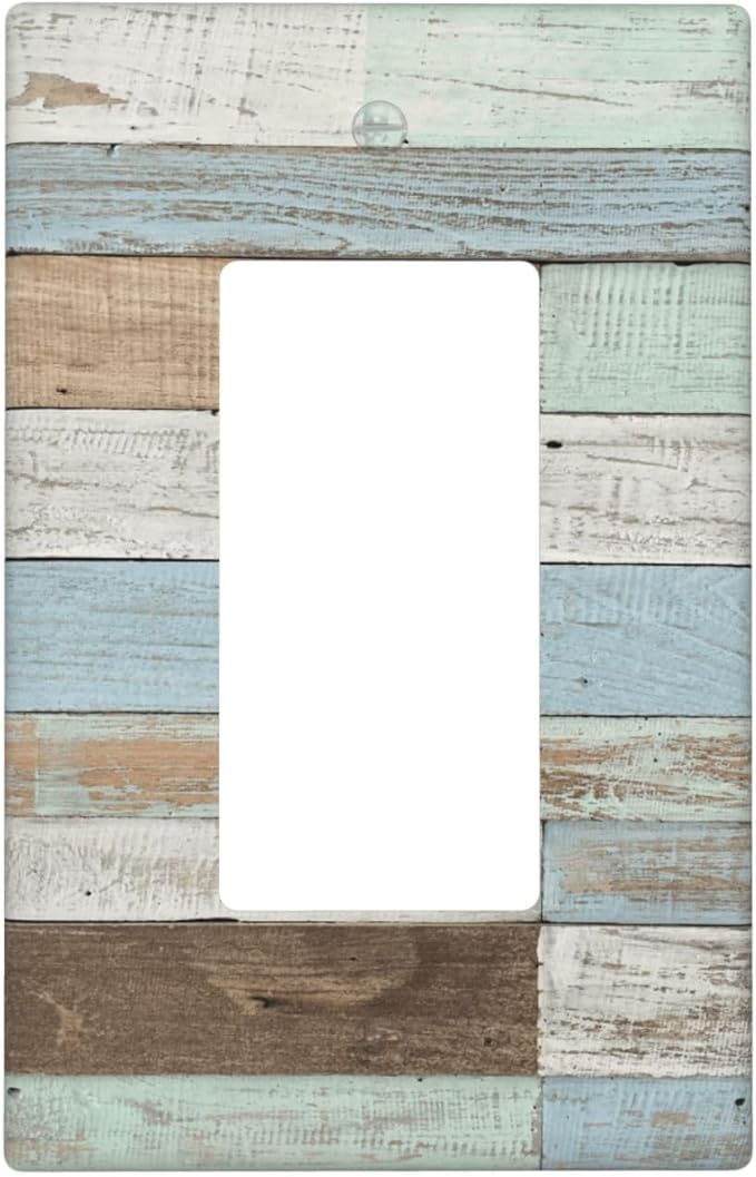 Farmhouse Wood Vintage Single Gang Rocker Light Switch Cover Plates Decorative Outlet Covers, 1 Gang Rocker Wall Plate