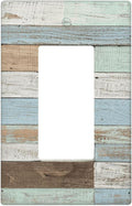 Farmhouse Wood Vintage Single Gang Rocker Light Switch Cover Plates Decorative Outlet Covers, 1 Gang Rocker Wall Plate
