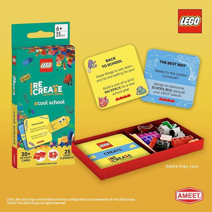 LEGO Recreate Activity Cards – Cool School | Learning Through Play Game with 30+ Activity Cards & 25 LEGO Elements | Ages 6+