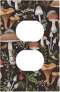 Vintage Boho Hippie Plant Mushroom 1 Gang Outlet Plate Covers Decorative Single Duplex Wall Plate Electrical Receptacle Light Switch Cover Electric Switchplate Country Decor