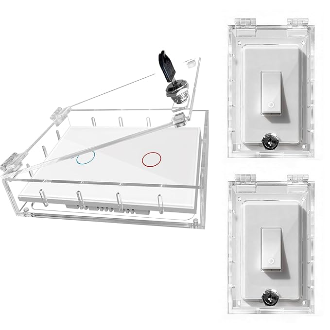 Smart Home Switch Cover 2 Pack,Baby Proof Light Outlet Covers,Child Safety Switch Plate Guard,Wall Plug Box,Kids Electrical Protector Box Fits All Outlet 4.95" H X 3.35" W X 1.77" D or Smaller