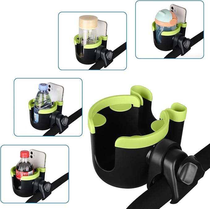 Accmor Stroller Cup Holder with Phone Holder, Bike Cup Holder, Universal Cup Holder for Uppababy Nuna Doona Strollers, 2-in-1 Cup Phone Holder for Stroller Bike Accessory
