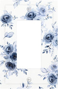 Watercolor Blue Roses Single Rocker Switch Cover - 1-Gang Standard US Size Serene Floral Light Switch Covers, French Country Vintage Bouquet for Farmhouse Homes