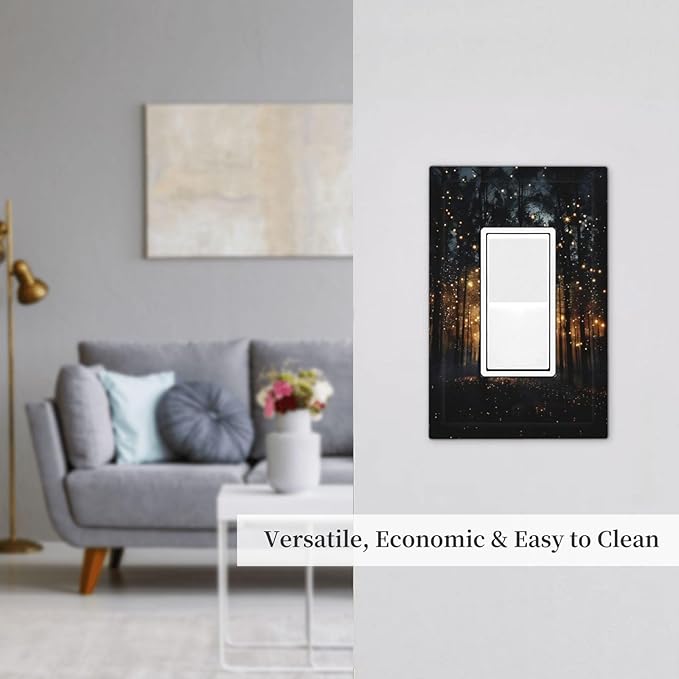 Whimsical Nature Enchanted Forest Landscape Decorative Outlet Covers 1 Gang Single Rocker Light Switch Cover Plate Wall Plates GFCI Faceplate for Bedroom Living Room Decor