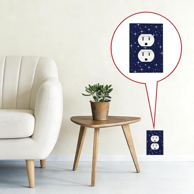 Starry Night Duplex Wall Plate - 1-Gang Standard US Size Celestial Sparkle Outlet Covers, Midnight Galaxy Cosmic Glow for Bedroom & Nursery