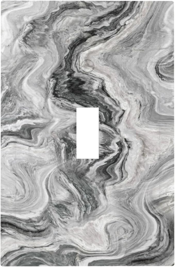 Beautiful Grey Marble Texture Simple Abstract Print Decorative Light Switch Cover 1 Gang Single Toggle Device Electrical Faceplate Switchplates Decorator Outlet Wall Plate for Bathroom Kitchen Decor