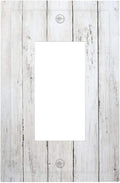 Modern Rustic Wood White Oak Print Decorative Outlet Covers 1 Gang Single Rocker Light Switch Cover Plate Wall Plates GFCI Faceplate for Farmhouse Home Decor