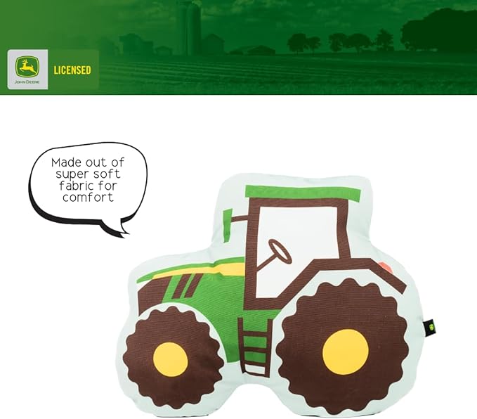 John Deere Trailer Tractor Kids Bedding Super Soft Plush Decorative Throw Pillow, 20 in, (Officially Licensed Product) by Franco Collectibles