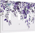 Decorative Light Switch Cover Plate Purple Eucalyptus Boho Olive Leaves Country Unique 3 Gang Wall Plate Switch Plate Covers Triple Toggle Jumbo Electrical Faceplate for Bedroom Decor