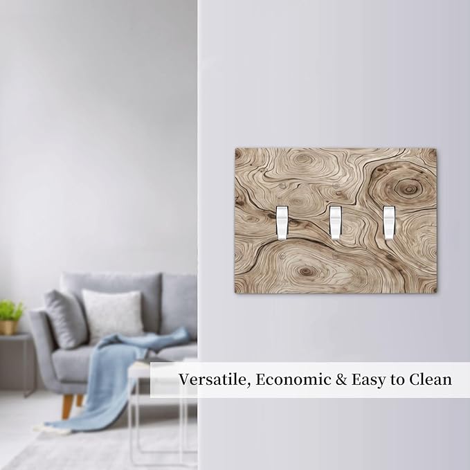 Tree Annual Rings Burl Texture Brown Wood Grain Print Decorative Switch Plates 3 Gang Wall Plate Triple Toggle Light Switch Cover Faceplate Electrical Wall Panels for Farmhouse Bedroom Decor