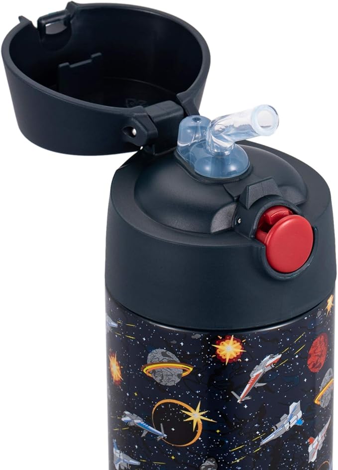 Snug Insulated Kids Water Bottle with Straw & Spout – Double-Wall Stainless Steel, Leakproof, Easy-Flip Lid – For School, Travel, Toddlers & Big Kids - Space Wars, 17oz