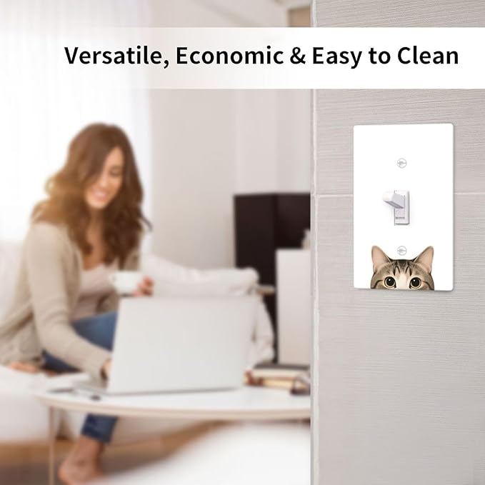 Cat Single Toggle Wall Plate Decorative 1 Gang Light Switch Covers Electrical Switchplate Home Decorate Faceplat for Bathroom Bedroom Kitchen Room 4.5 x 2.76 Inch