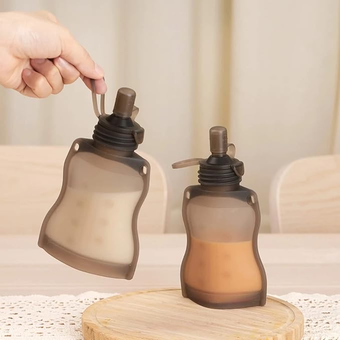 haakaa Silicone Yummy Pouch Sippy Spout, Adaptor Compatible haakaa Yummy Pouches and Milk Storage Bags,Not Compatible with Other Brands,Grey