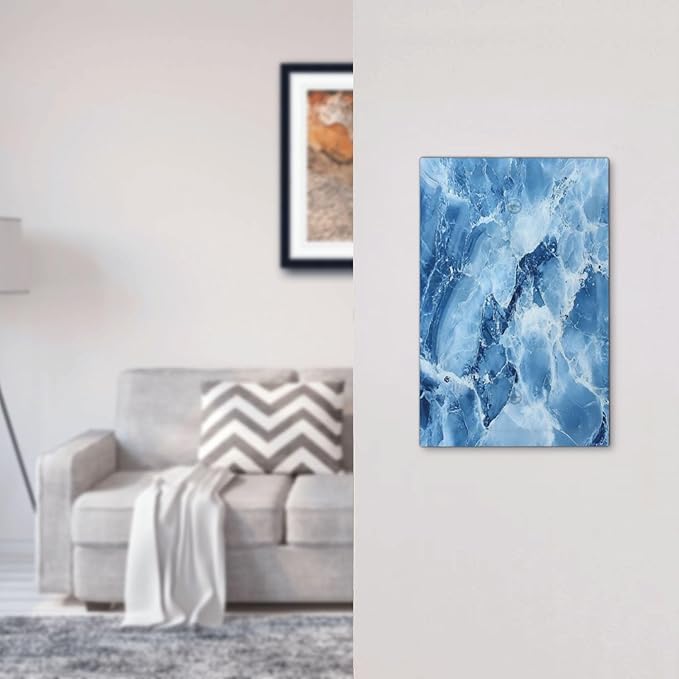 Light Switch Cover Blue Marble Abstract Luxury Modern Wall Plate Cover 1 Gang Blank No Device Decorative Outlet Covers Electrical Switchplate for Bathroom Bedroom Decor