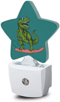 Dinosaur Green Night Light Plug-in Dusk to Dawn Smart Sensor White Led Nightlight for Bedroom Bathroom Kitchen Hallway Stairs Energy Efficient Decor Desk Lamp