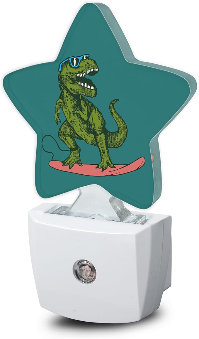 Dinosaur Green Night Light Plug-in Dusk to Dawn Smart Sensor White Led Nightlight for Bedroom Bathroom Kitchen Hallway Stairs Energy Efficient Decor Desk Lamp