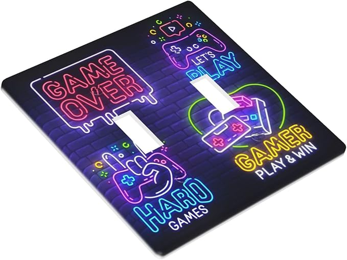 Games Funny Double Light Switch Cover Plates Decorative 2 Gang Wall Plate Double Toggle Lightswitch Cover
