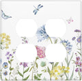 Colorful Wildflowers Dragonfly Lavender Butterfly Insect Outlet Covers 2 Gang Double Duplex Decorative Light Switch Covers Electrical Wallplates Socket Faceplate for Bedroom Living Room Decor