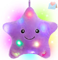 WEWILL 9'' LED Twinkle Star Soft Plush Toys Glowing Stuffed Star Light up Plush with Colorful Night Lights Birthday Valentines Gift for Toddler Kids(Purple)