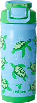 Reduce Hydrate Pro Kids 14oz Stainless Steel Insulated Water Bottle w/Straw – Spill Proof Tumbler for Kids – 30 Hour Cold Retention – Dishwasher Safe Leak-Proof Design - Scuba Turtles