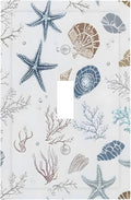 Ocean Starfish Seashells Nautical Coastal Sea Coral Decorative Light Switch Cover 1 Gang Single Toggle Device Electrical Faceplate Switchplates Decorator Outlet Wall Plate for Kids Room Nursery Decor