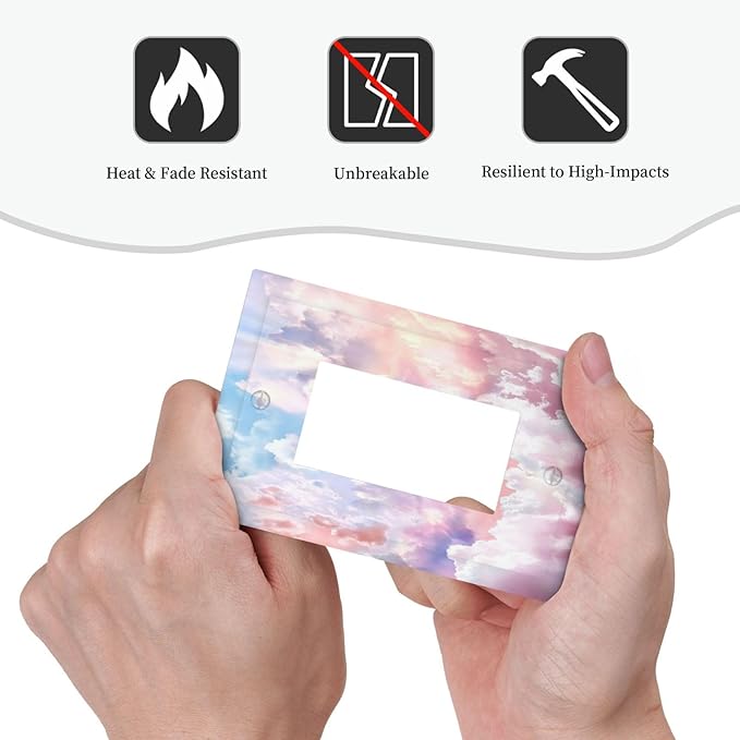 Colorful Abstract Clouds 1 Gang Light Switch Cover Single Rocker Decorative Receptacle Outlet Covers GFCI Electrical Faceplate Switchplate for Bedroom Bathroom Kitchen Art Decor