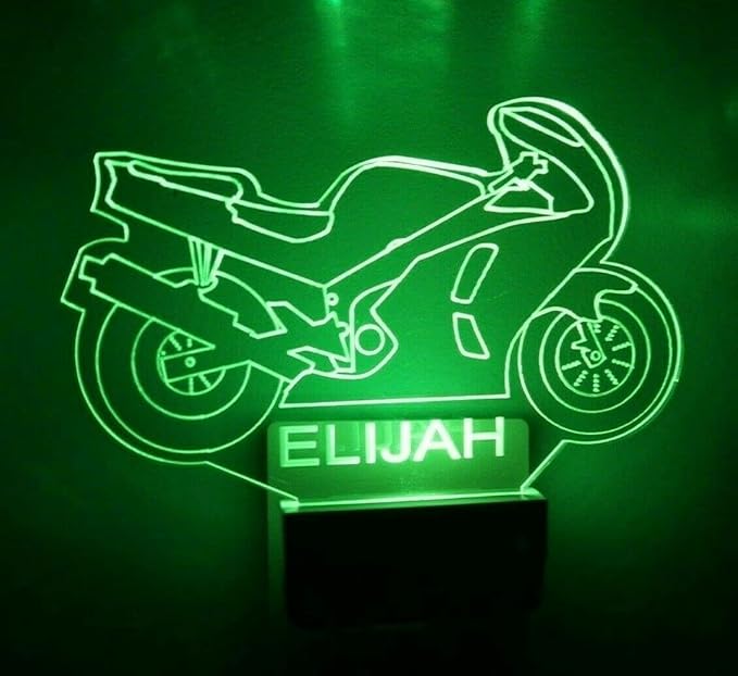 Night Light Multi Color Personalized LED Plug-in, Ultra-Slim Touch Night Light Smart Dusk to Dawn Sensor, Kids Children's Bedroom Kitchen Bathroom Hallway Play Room Variations (Motorcycle)
