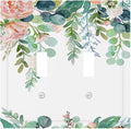 Green Eucalyptus Leaves Floral Watercolor Flower Decorative Switch Plates 2 Gang Double Toggle Outlet Light Switch Cover Wall Plate Electrical Faceplate for Bed Room Living Room Decor